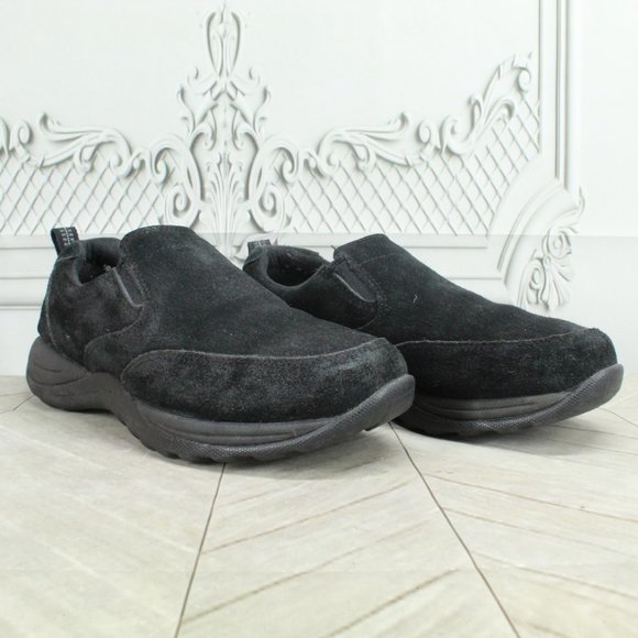 LL Bean Black Suede Comfort Mocs Slip on Loafers Shoes Size 8 Wide - Picture 3 of 9